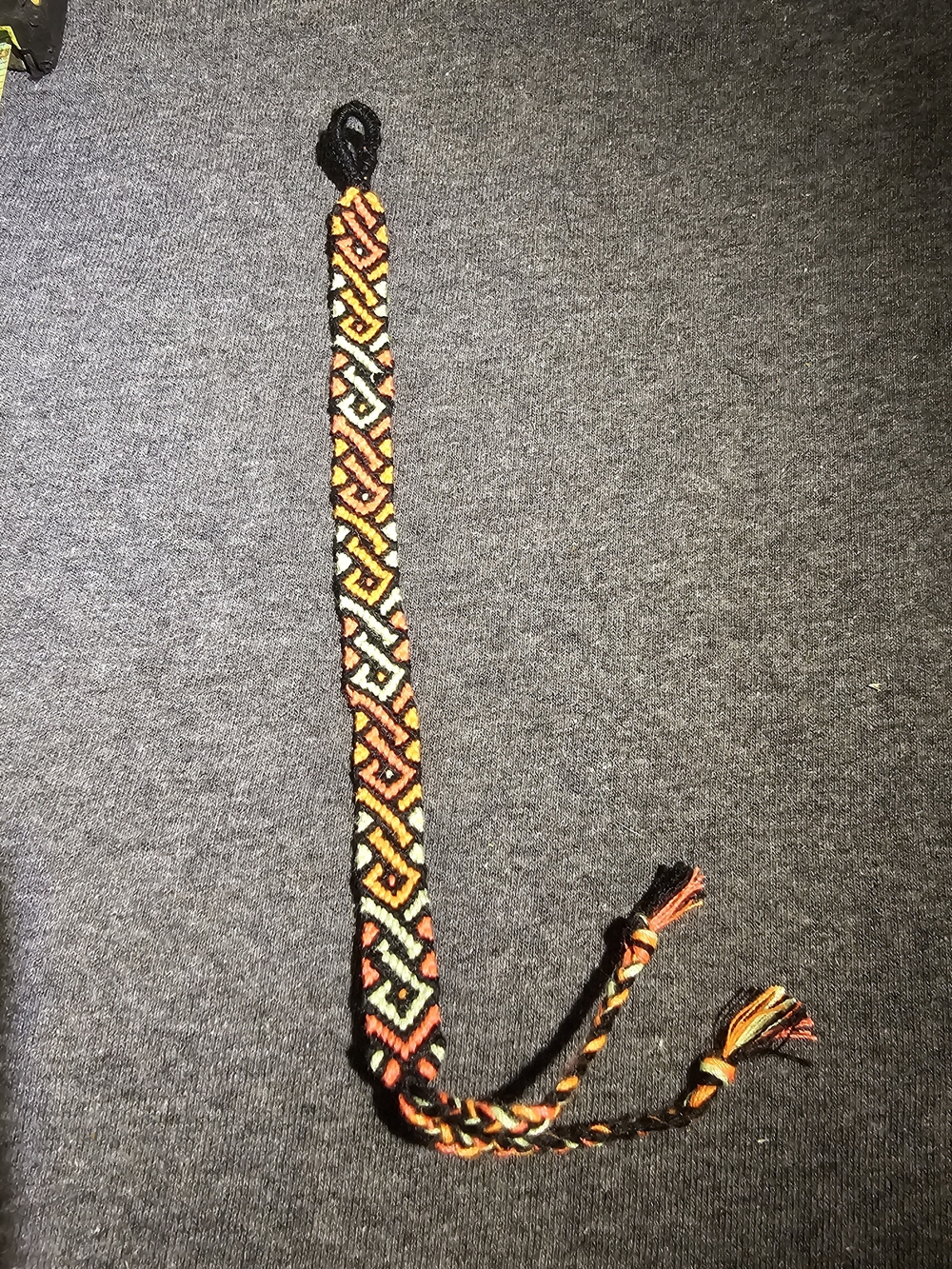 Handwoven Orange Pink, Yellow & Black Geometric Friendship Bracelet